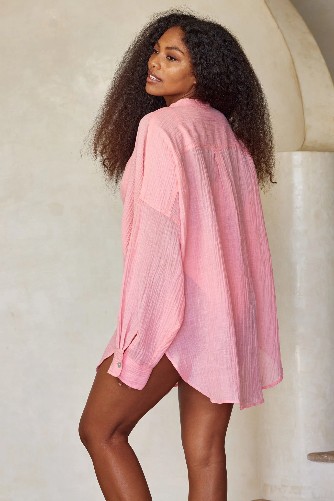Barcelona Tunic - Guava Crinkle Linen - Image 7