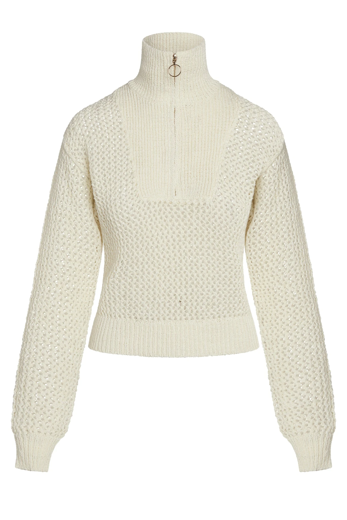 Lisbon Quarter Zip Sweater - Ivory Petit Crochet - Image 2