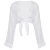 Tahiti Tie Top - White Crinkle Linen
